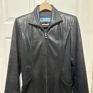 Kenneth Cole Reaction Women's Black Soft Leather Zip-up Jacket